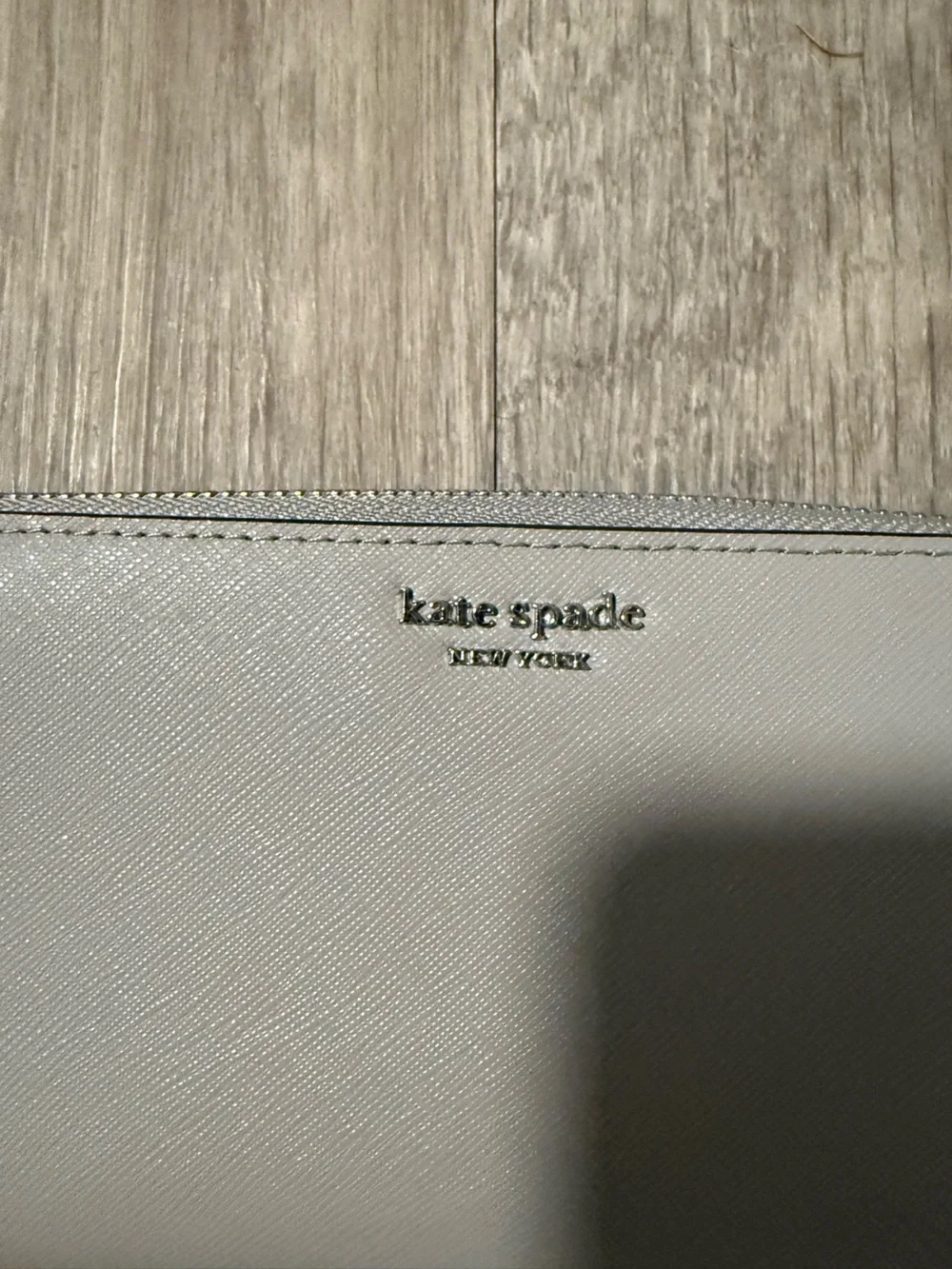 kate spade Light Gray Saffiano Zip Wallet